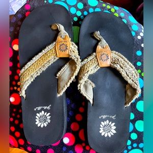 Womens Yellow Box Flip Flops